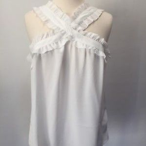 J crew white drapey wrap-front top NWT